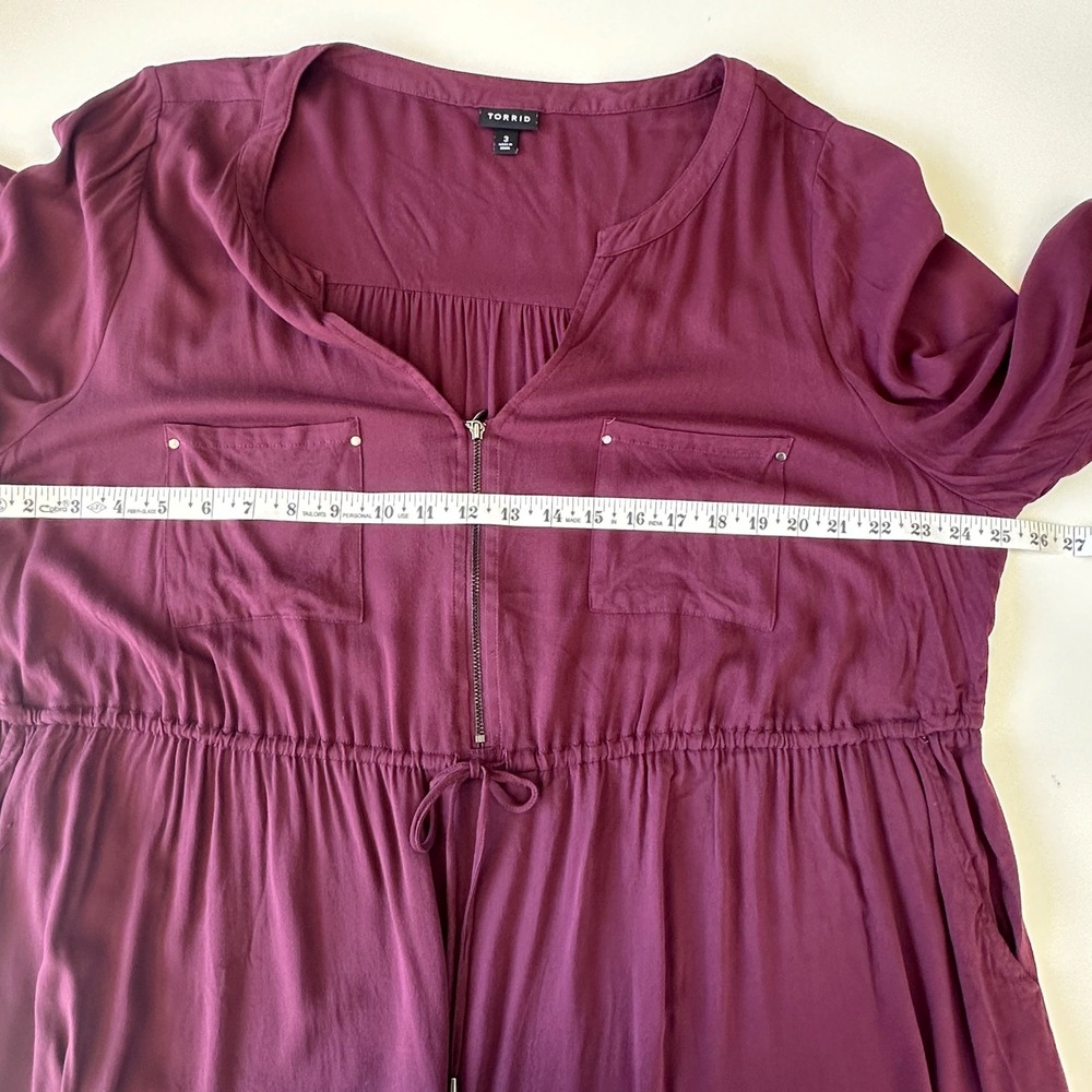 torrid Burgundy Midi Dress with Drawstring & Front Zipper - Picture 3 of 8